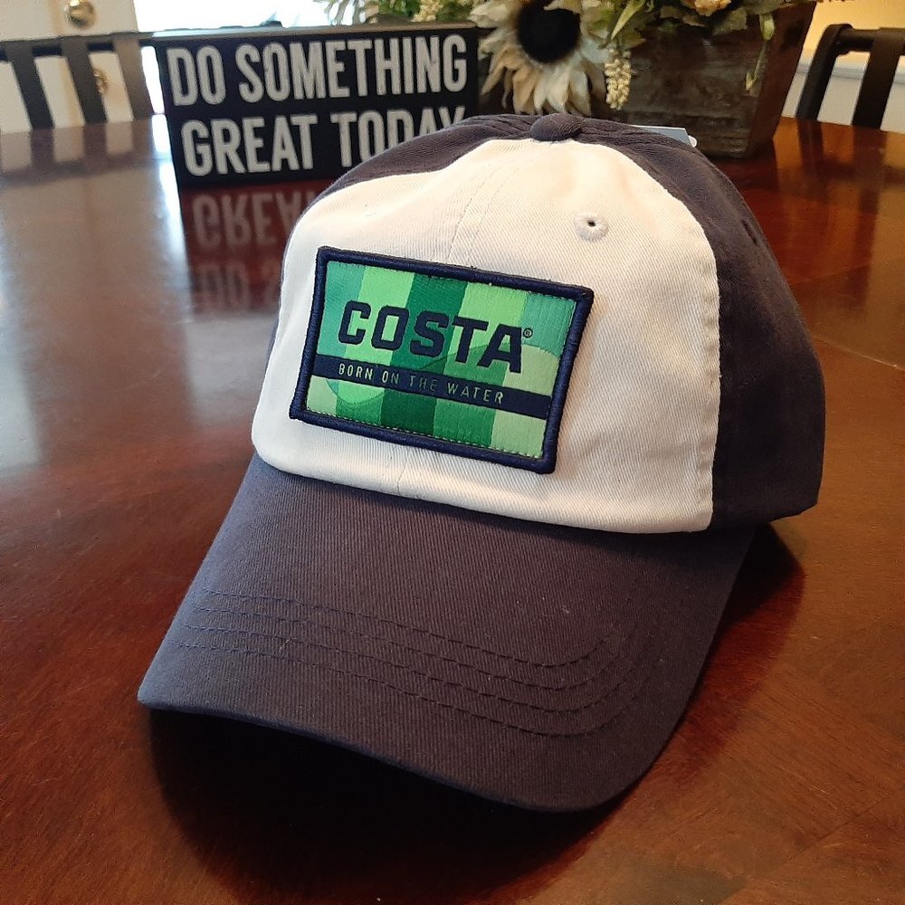 Costa Strapback Cap Hat One Size Blue & White 100%